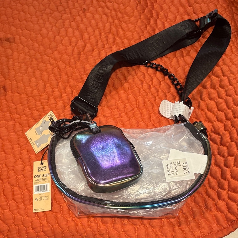 Steve Madden Iridescent Crossbody with Black Strap